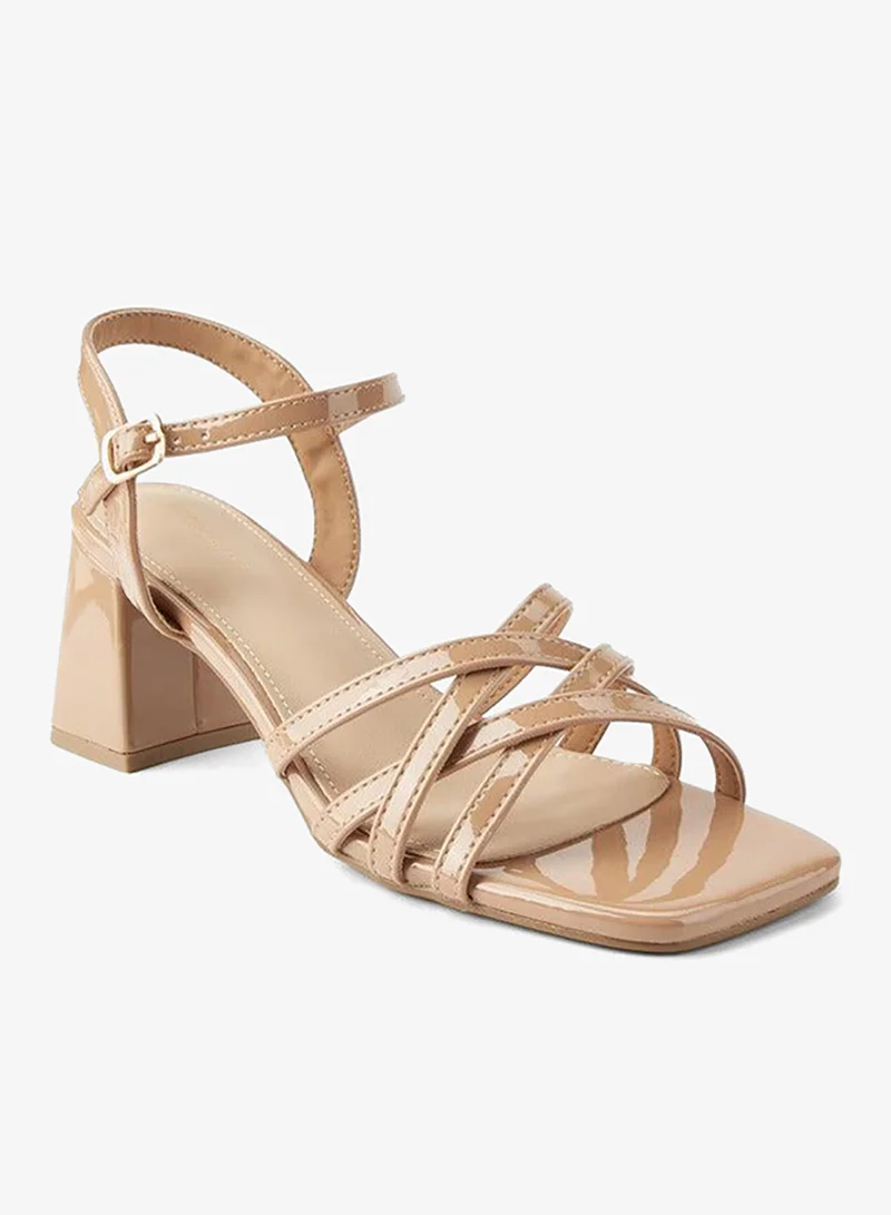 Women's Buckle Block Heel Sandals Beige