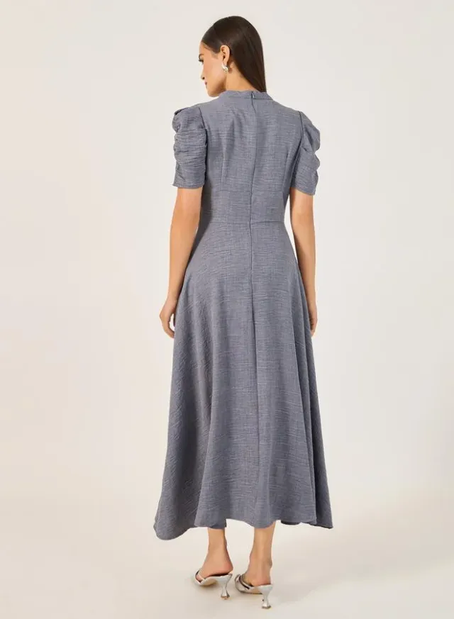 Polyester Midi Dress with Ruched Waist Detail – image 5