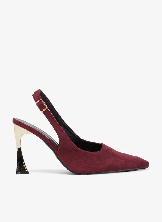 Statement Heel Slingback Pumps Burgundy