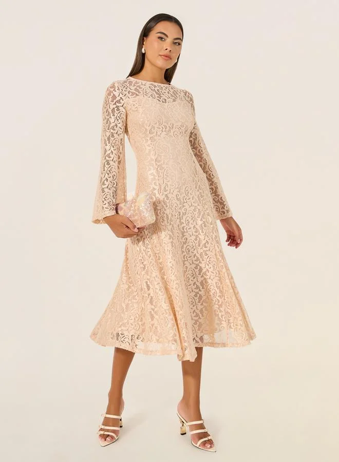 Polka Dot Asymmetric Midi Dress
