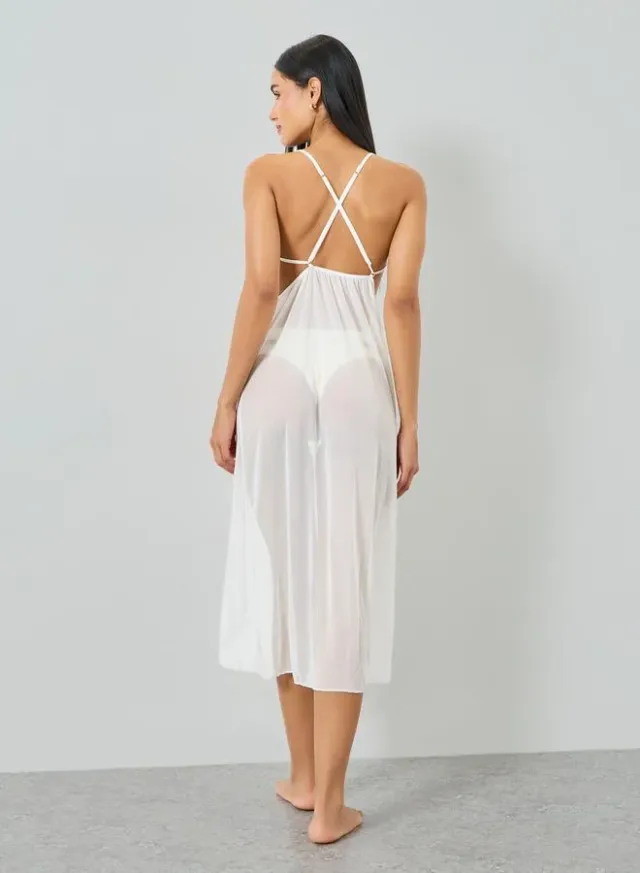 Lace Tie-Up Slip Dress White – image 4