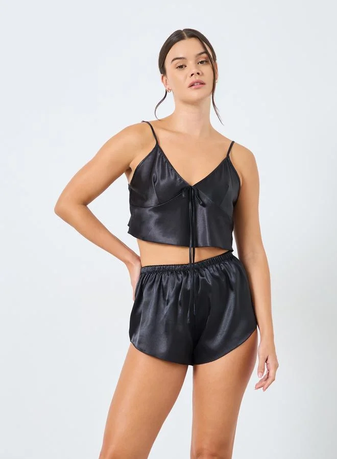 Satin Cami and Shorts Set Black