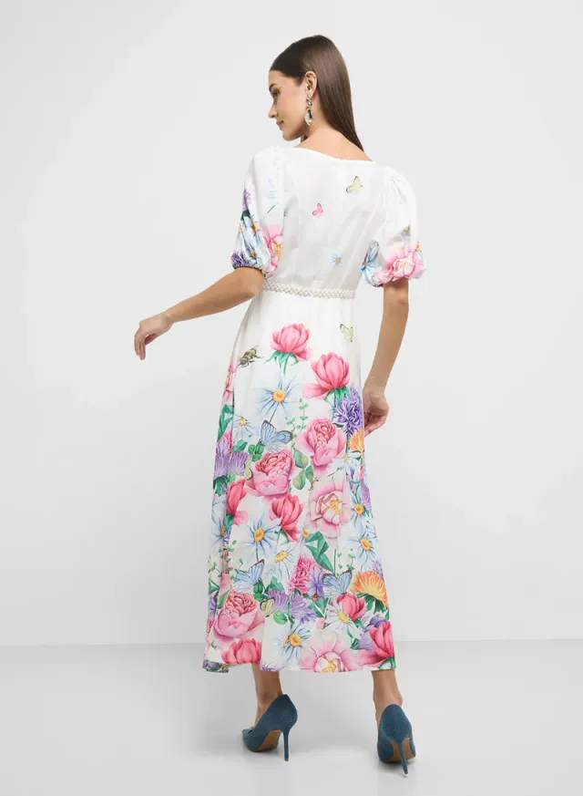 Floral Print Midi Dress White – image 2