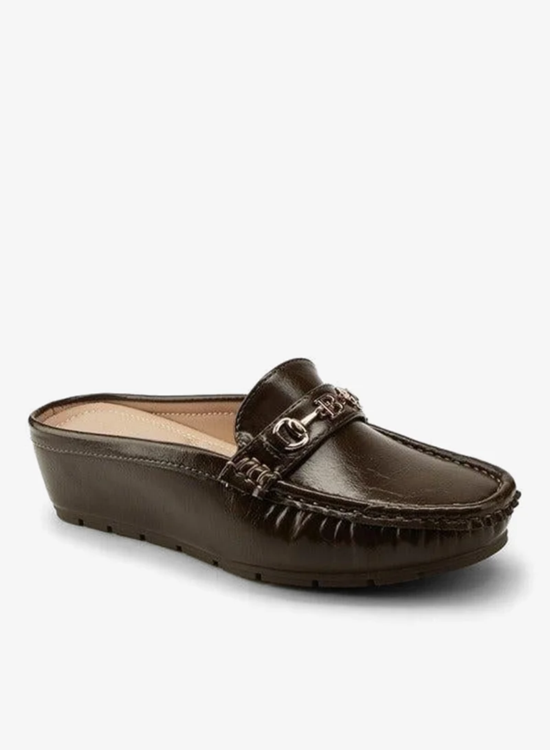 Horsebit Detail Slip-On Mules Olive