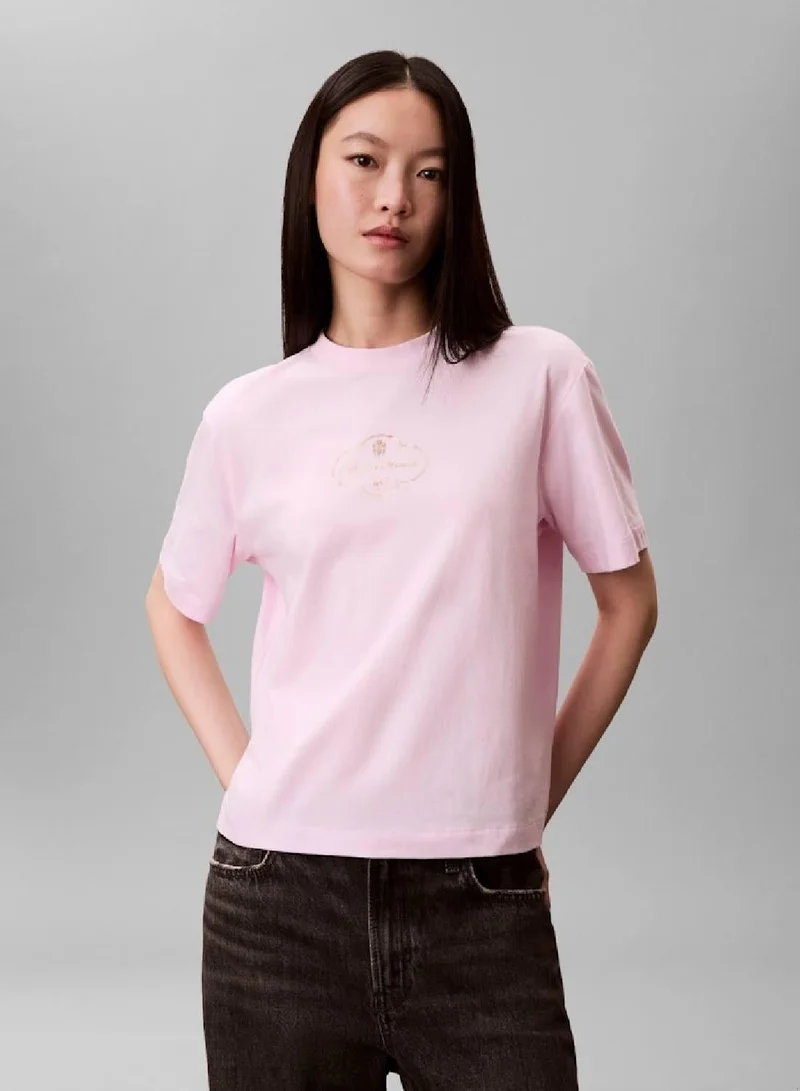 Cocktail Logo Graphic Boxy T-Shirt Pale Pink