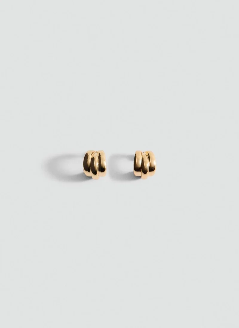 Embossed Semi-Hoop Earrings Golden Yellow