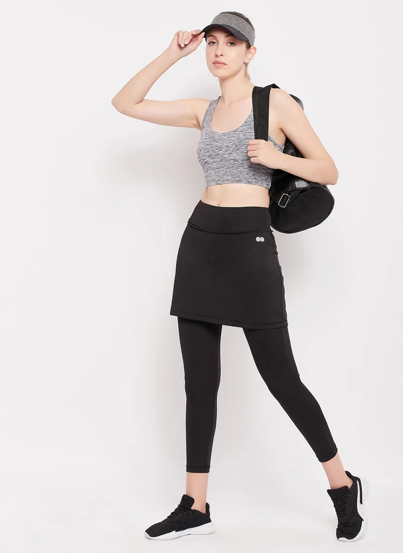 Clovia High Rise Active Skirt with Tights Black