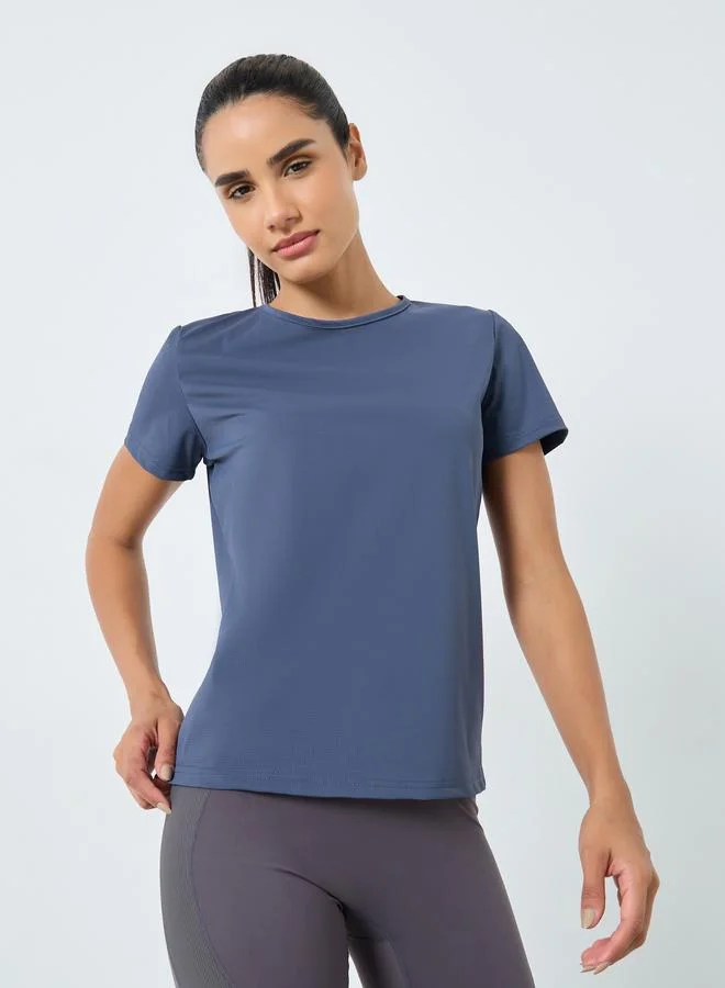 Teardrop Back Textured Top Blue