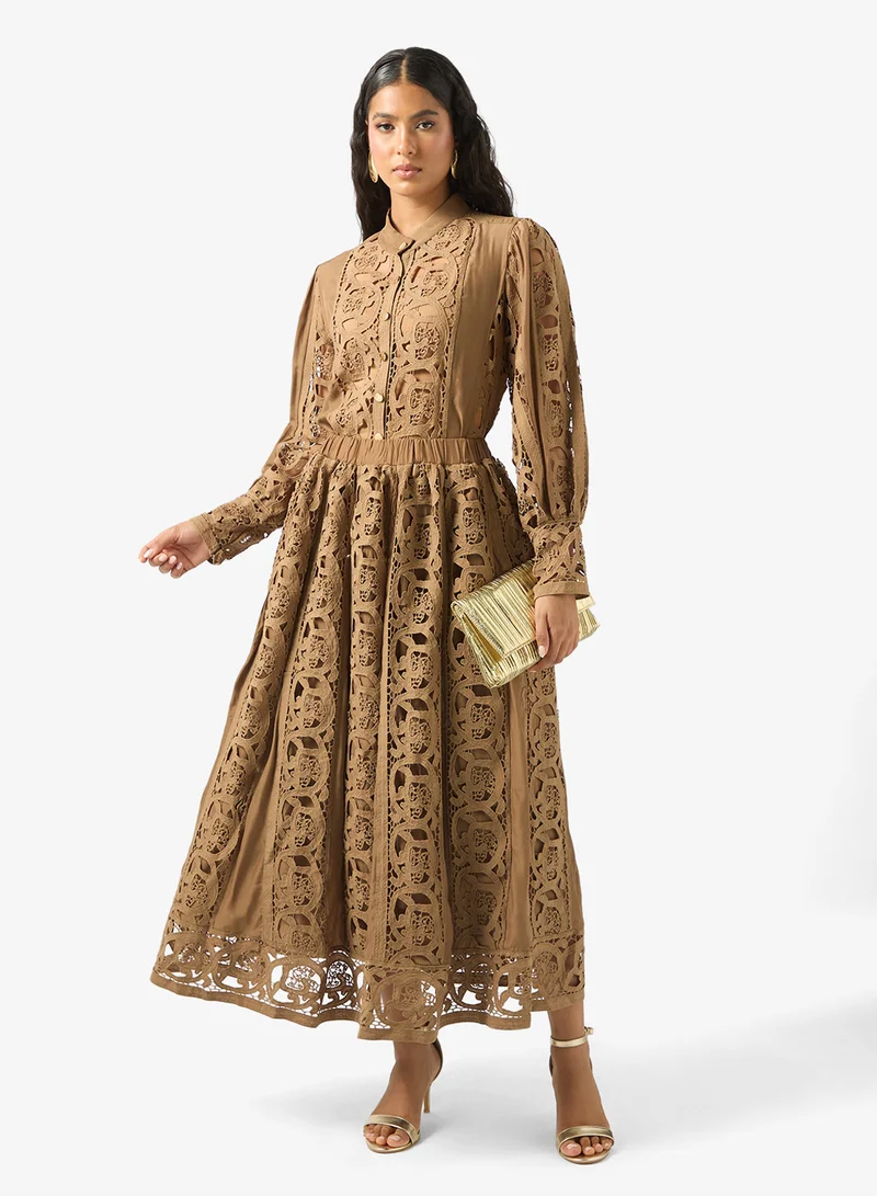Lace Top & Skirt Set Brown