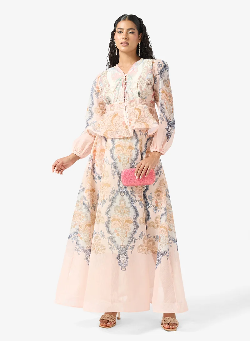 Abstract Print Dress Pale Pink