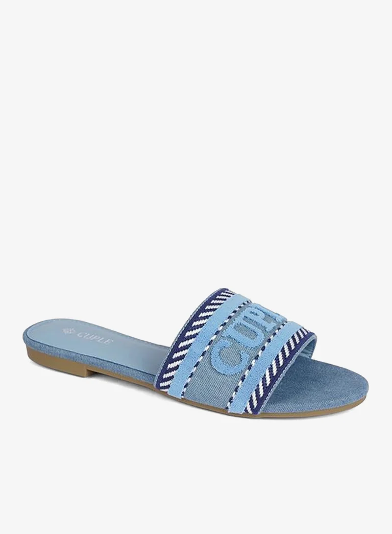 Ladies Cuple Print Slip-on Sandals Sky Blue