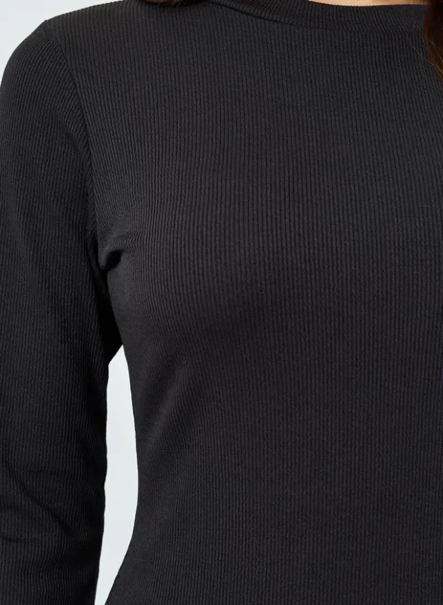 Long Sleeve Sheath Maxi Dress Black – image 4