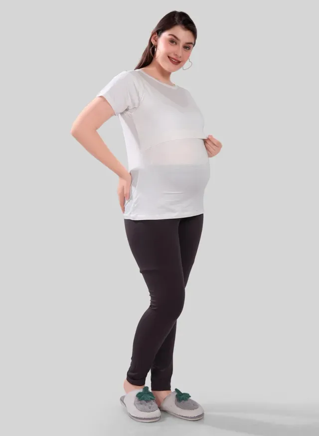 Maternity Nursing Top - White, Short Sleeve, Pull-On, India – image 2