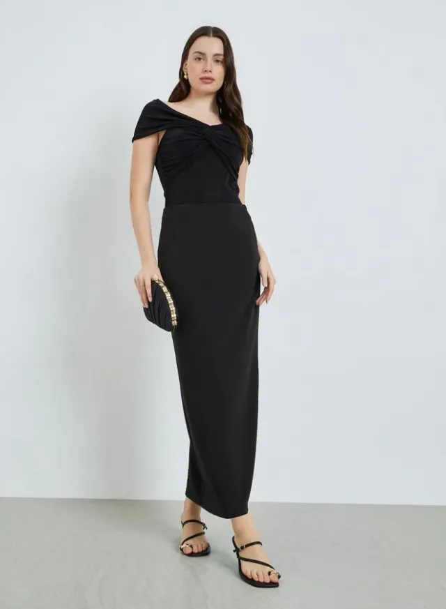 Straight Slit Maxi Skirt Black – image 4