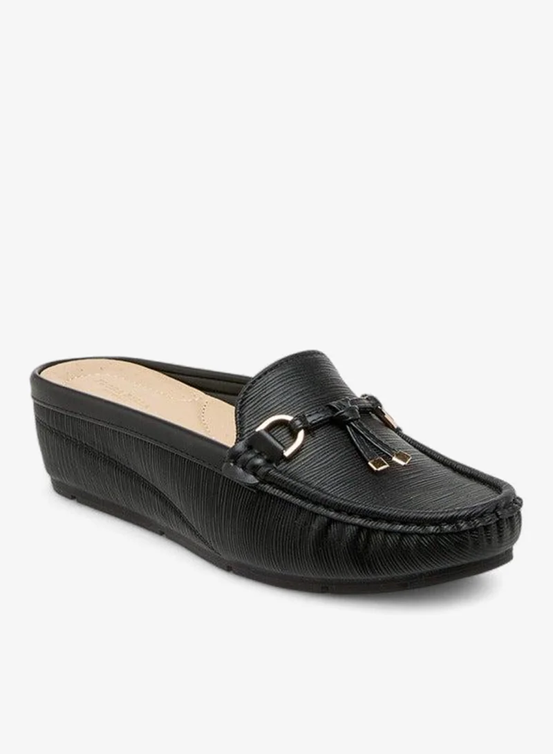 Textured Slip-On Mules Black