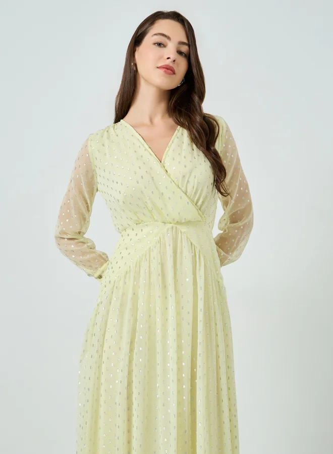 Women's Lurex A-Line Maxi Dress Yellow