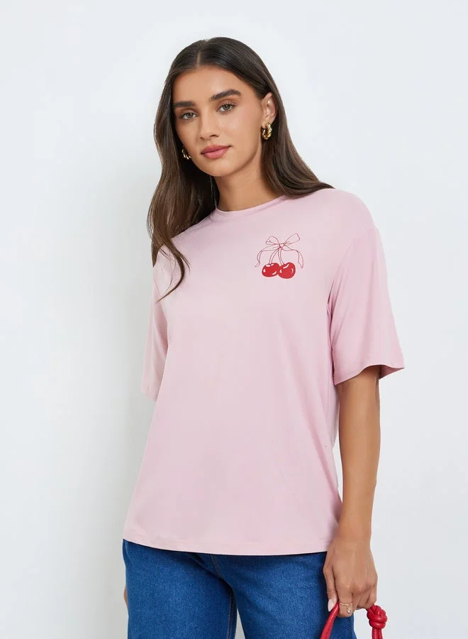 Women's Graphic Print T-Shirt Pink