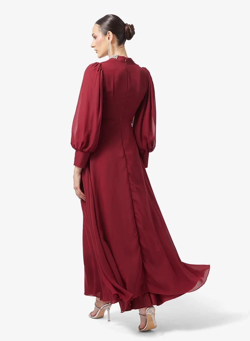 فستان A-line مزموم