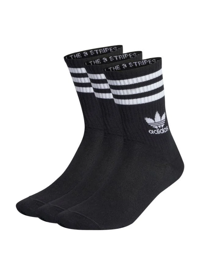 3-Pack Mid Cut Crew Socks Black