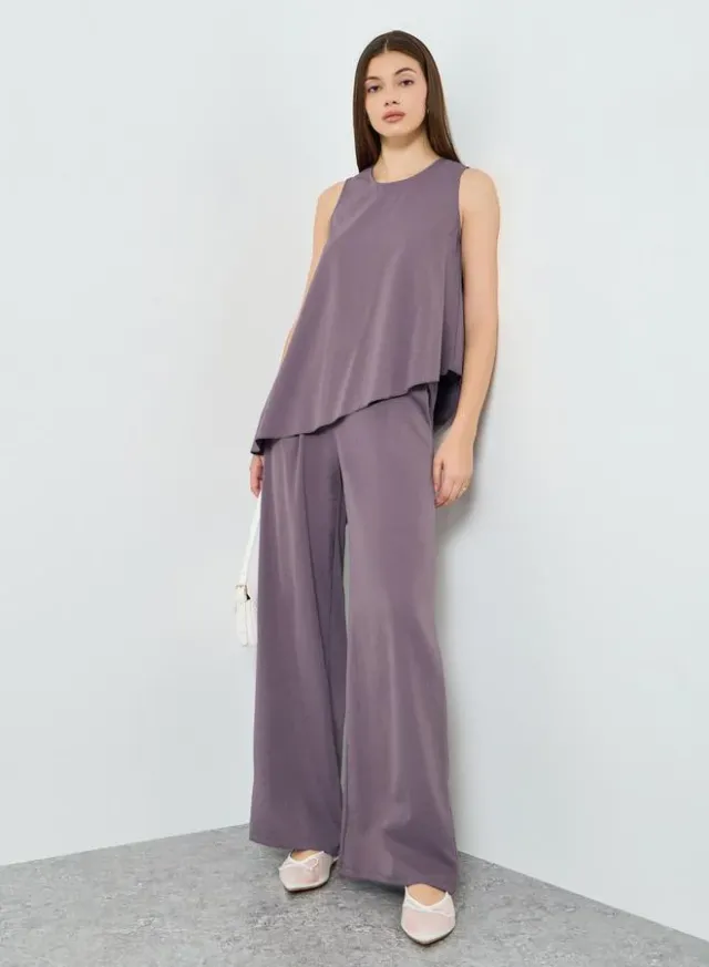 Women's Asymmetric Hem Top and Wide Leg Pants Co-Ords – image 5