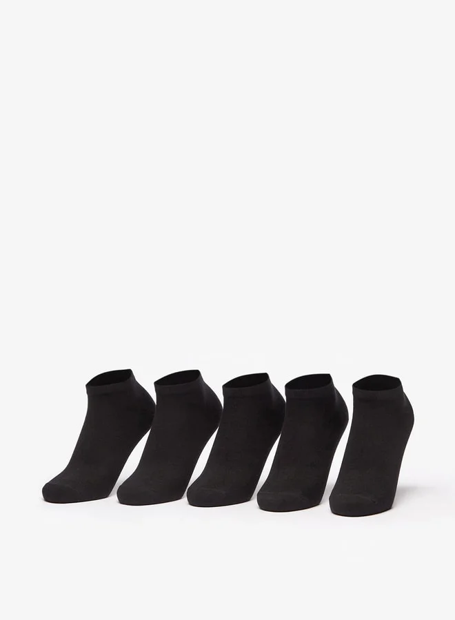 Women's Textured Ankle Socks, 5-Pack Black