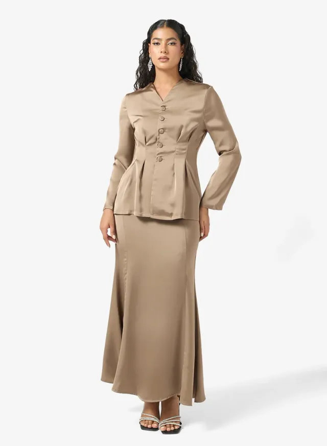 Peplum Top & Skirt Set Brown – image 5