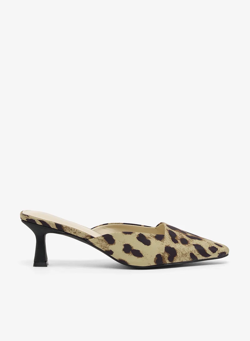 Felina Leopard Print Mule Pumps Tan