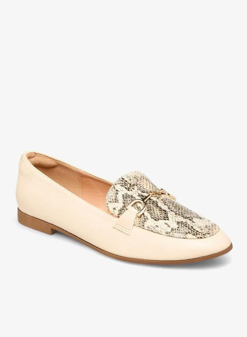 Women's Panelled Slip-On Loafers Beige
