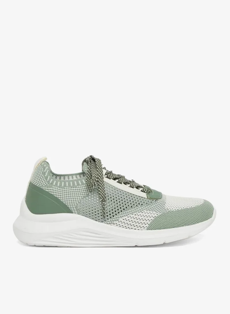 Textured Mesh Lace Up Sneakers Green