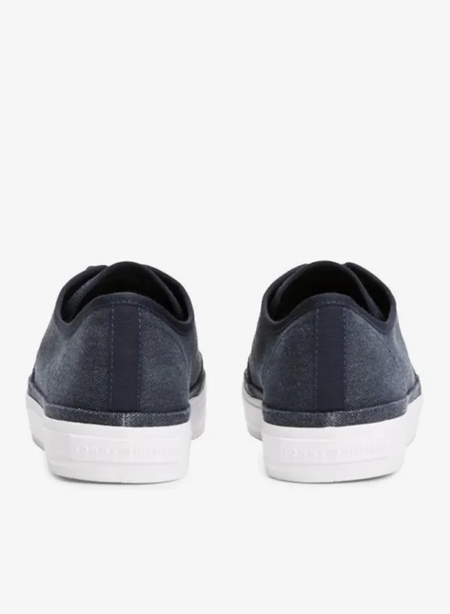 Blue Solid Canvas Low Top Lace-Up Sneakers for Women – image 3