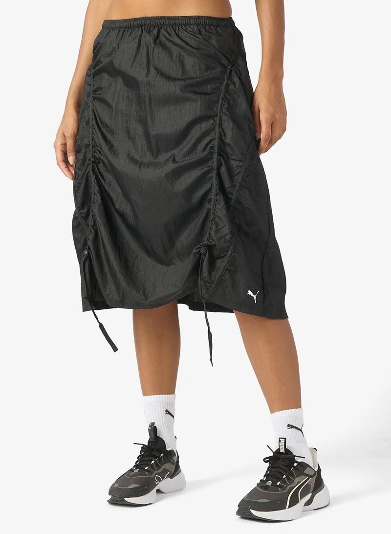 Dare To Woven Midi Skirt Black