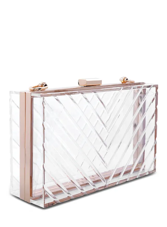 Chevron Transparent Clutch Bag Black – image 3