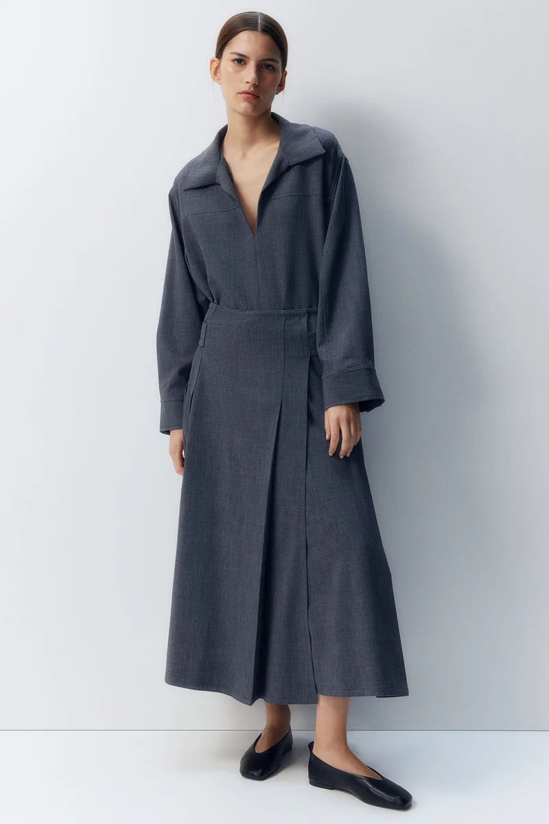 Pleated A-line Skirt