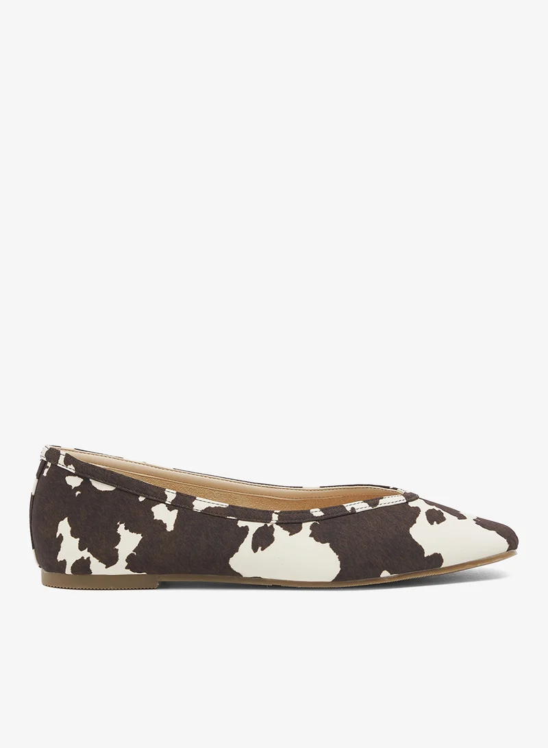 Cow Print Ballerinas Brown