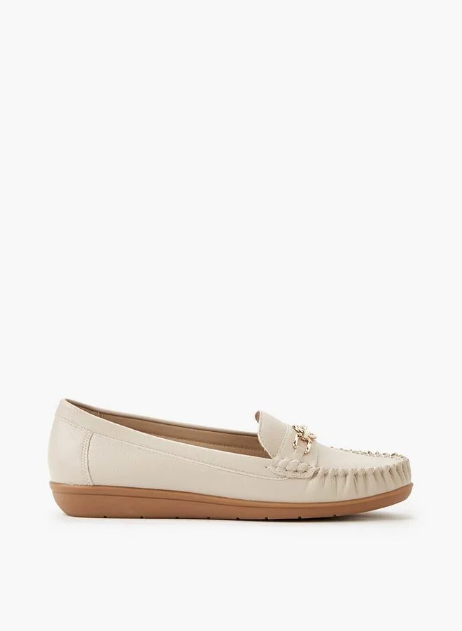 Le Confort Metal Embellished Slip-On Flats Cream