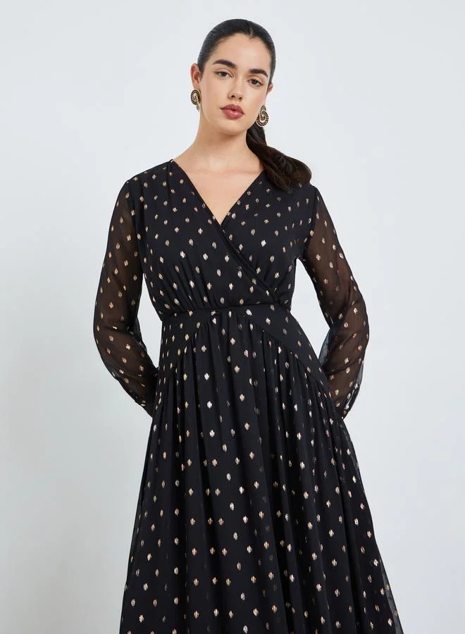 Women's Lurex A-Line Maxi Dress Black