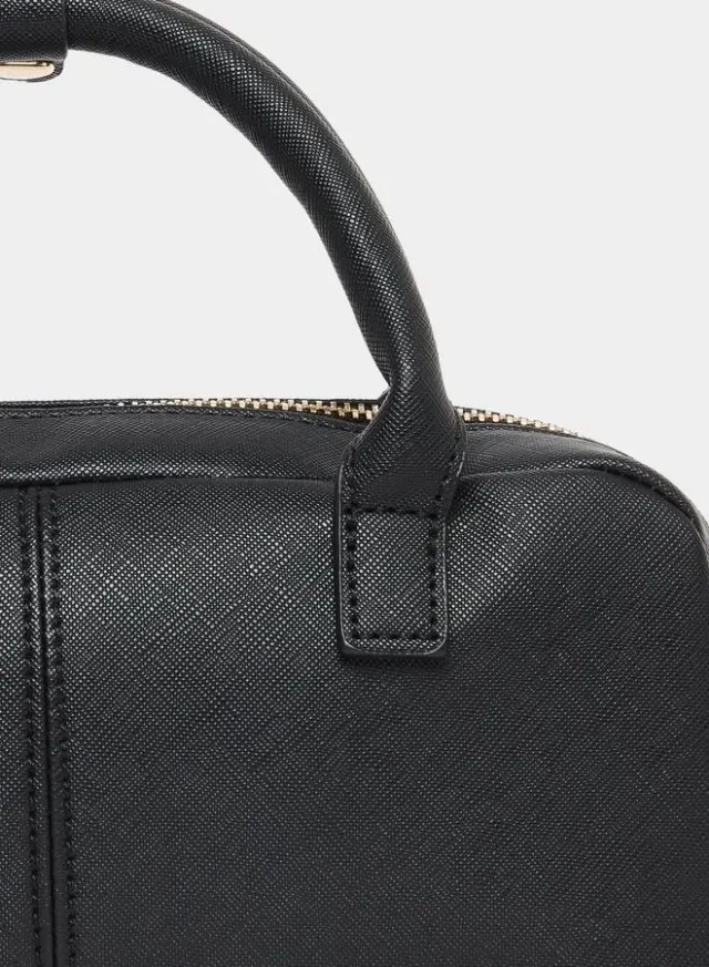 Black Barrel Handbag with Gold Chain Strap – image 3