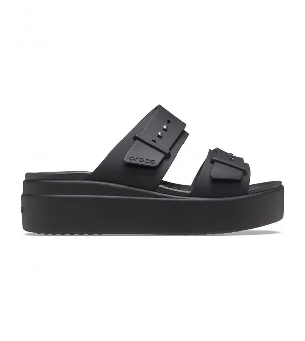 Crocs Women's Brooklyn Buckle Low Wedge Black