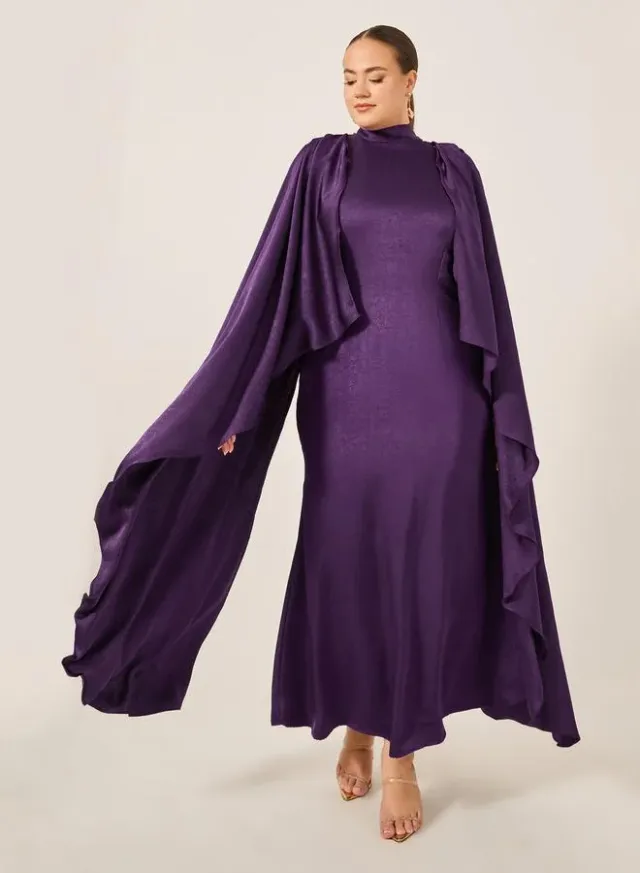 Plus Size Cape Sleeve Maxi Dress – image 2