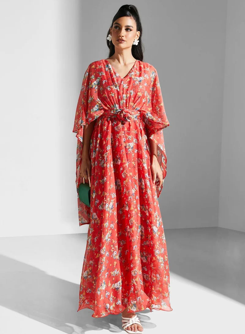 Floral Belted Dress Rose Pink