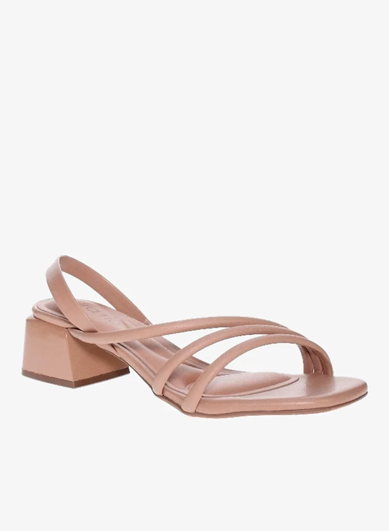 Beira Rio Ladies Mid Heel Sandals Beige