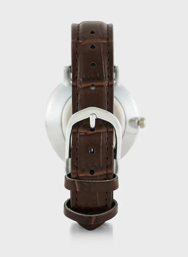 PU Strap Analog Watch Brown – image 4