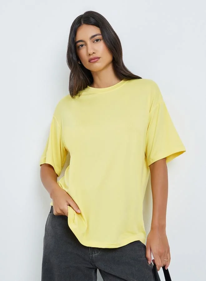 Graphic Back Palm Print T-Shirt Yellow