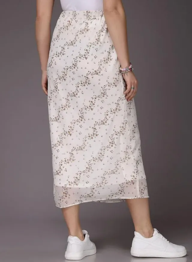 Fitted Ditsy Midi Skirt White – image 5