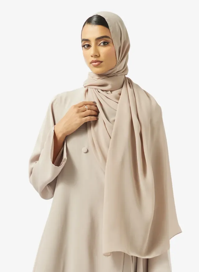 Beige Asymmetric Abaya with Crossover Loops for Ramadan – image 4
