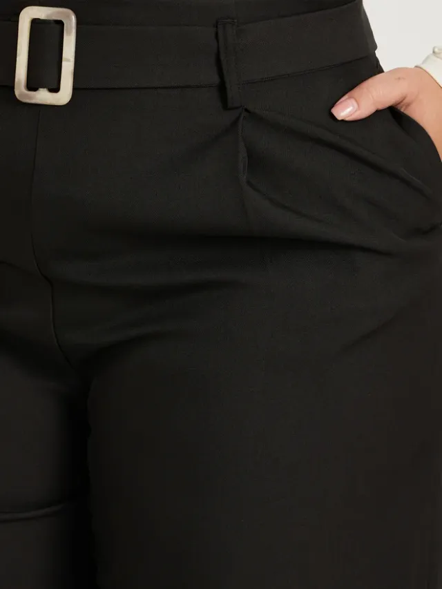 Styli Plus Size Black High Rise Cropped Tapered Fit Pants – image 3