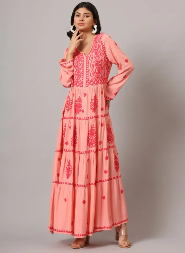 Turquoise Cotton Embroidered Jalabiya for Women - Plus Size – image 3