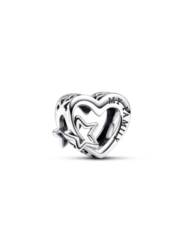 Family Heart & Star Openwork Charm