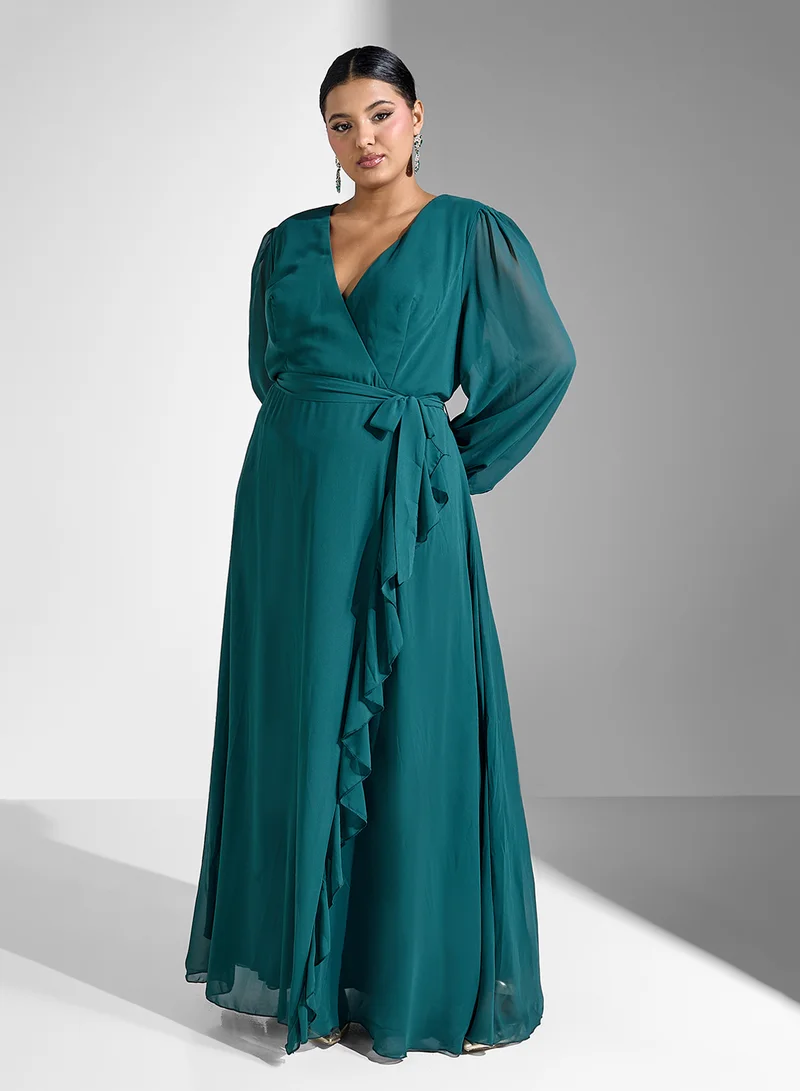 Ruffle Maxi Dress Emerald