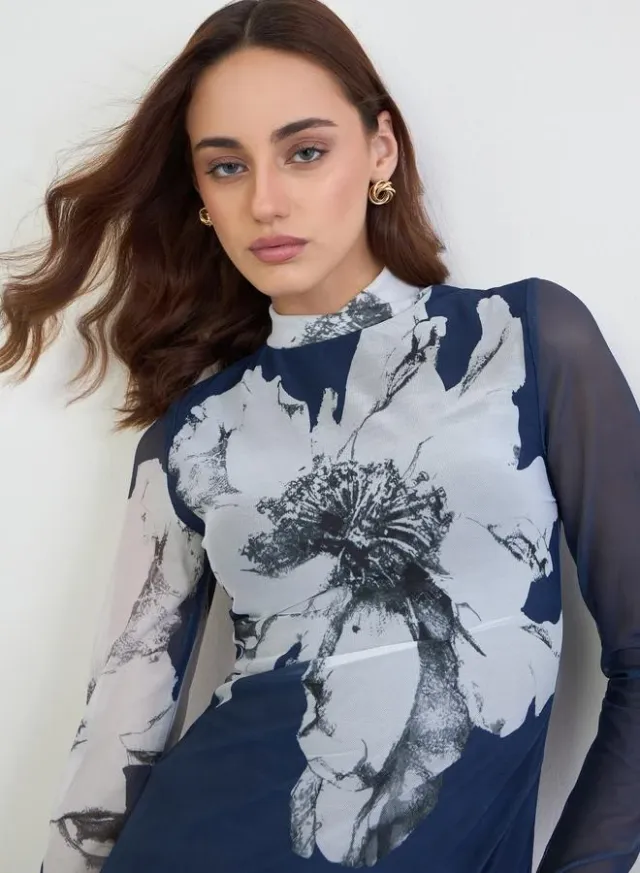 Floral Long Sleeve Bodycon Maxi Dress – image 3